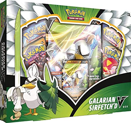 Galarian Sirfetch'd V Collection Box 4 Packs and Promo (Evolutions, Darkness Ablaze x 2 and SWSH Base)